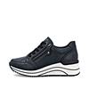 Remonte Lace Wedge Trainer With Side Zip - Navy Leather